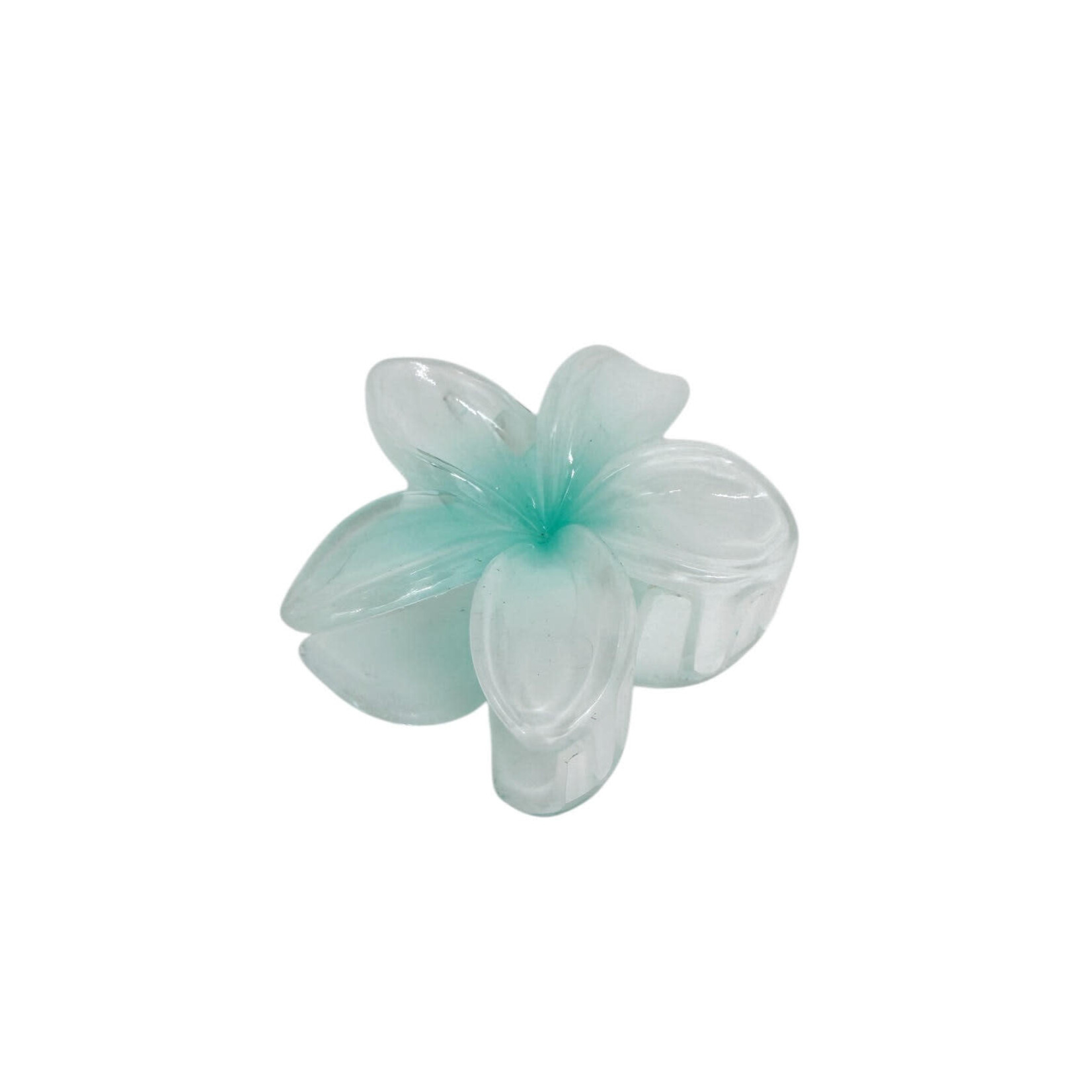 Small 2" Plumeria Hair Claw Opaque Teal