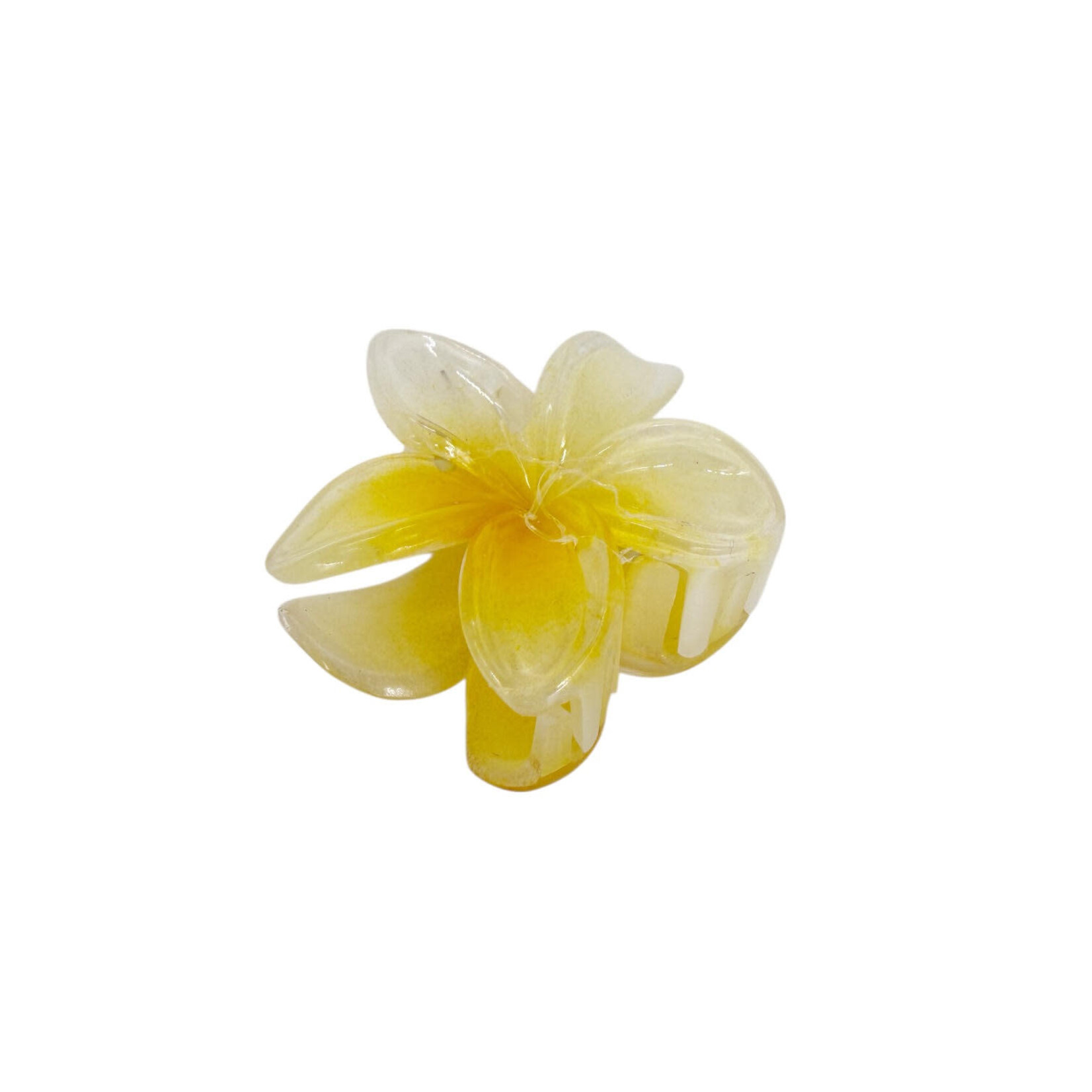 Small 2" Plumeria Hair Claw Opaque Yellow