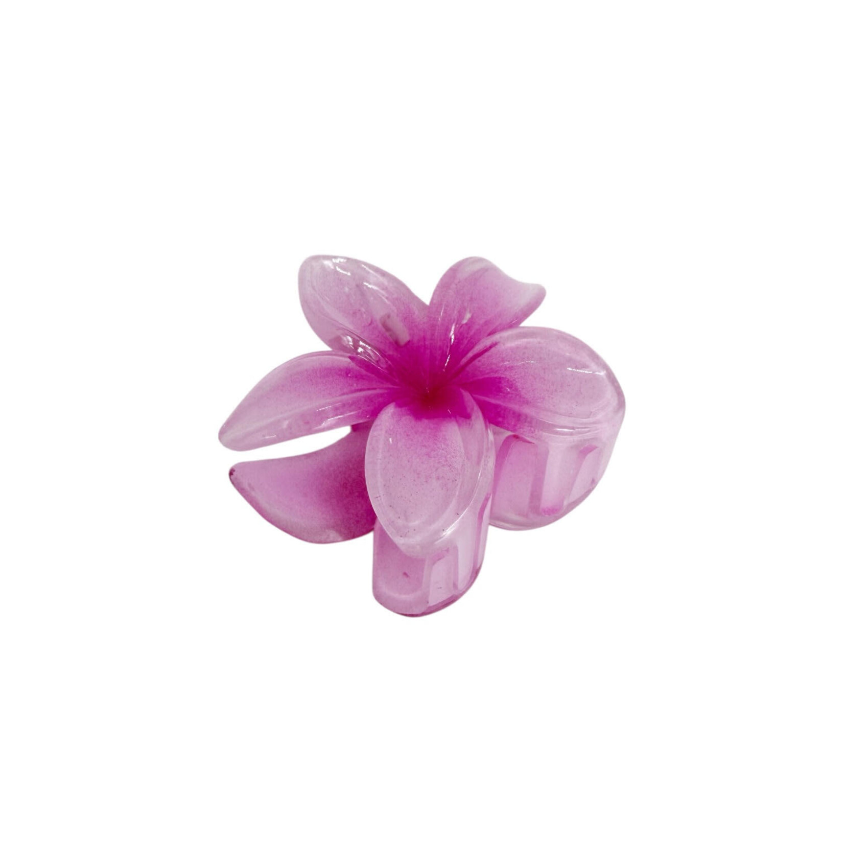 Small 2" Plumeria Hair Claw Opaque Pink