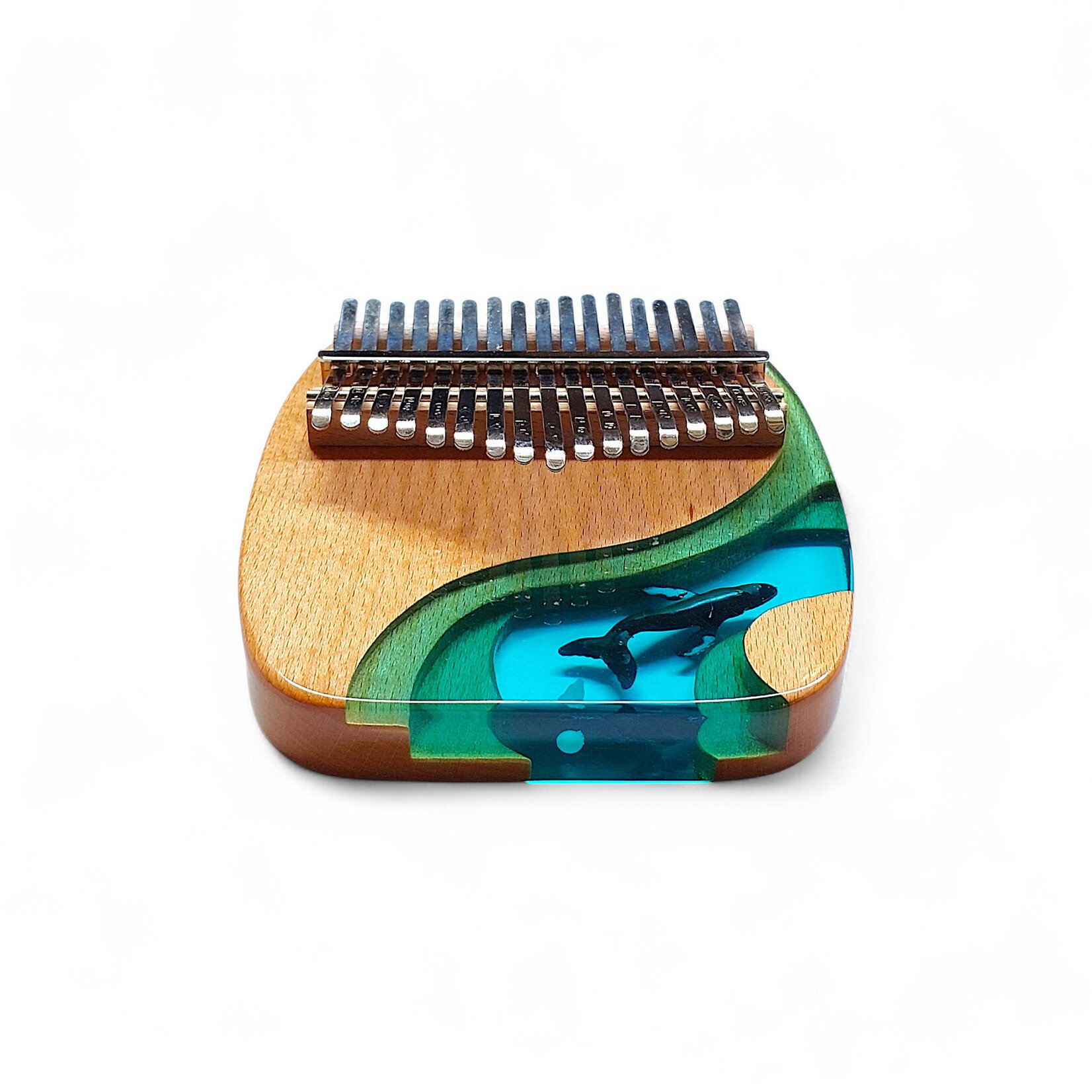 17 Key Beechwood Kalimba with Whale Set in Resin
