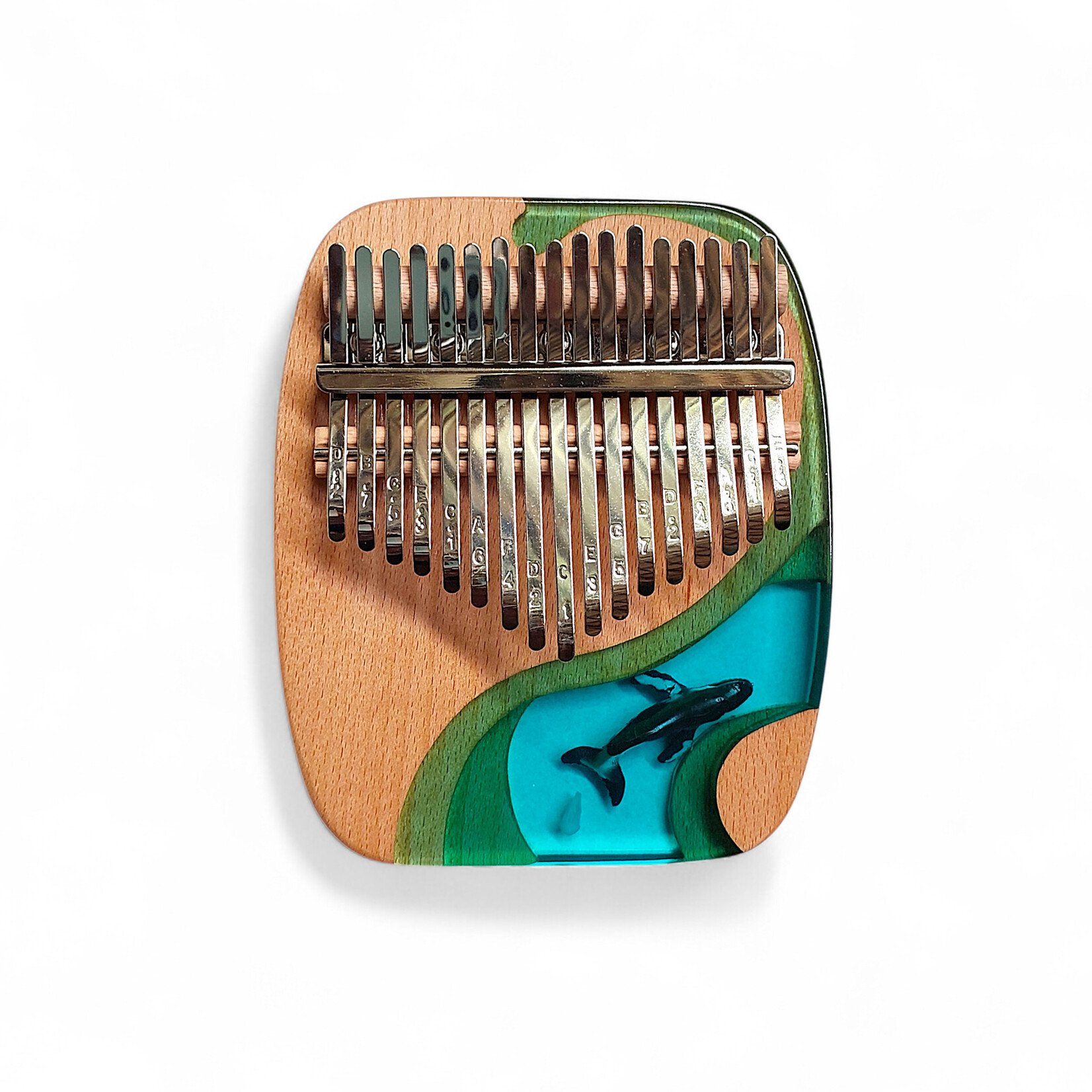 17 Key Beechwood Kalimba with Whale Set in Resin