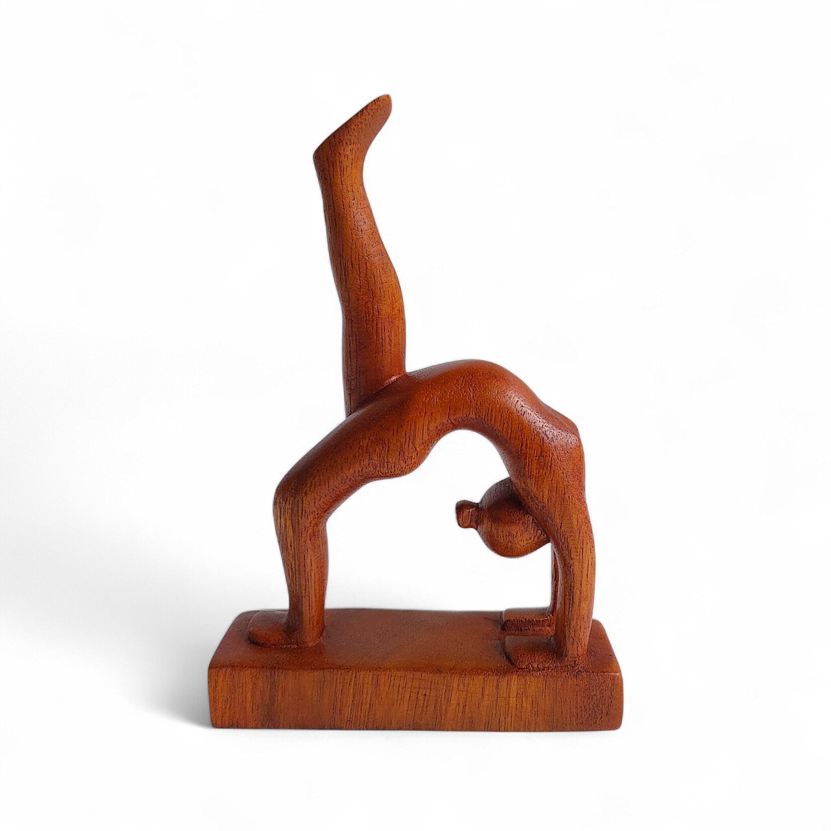 Hand Carved One Legged Wheel Yoga Pose Statuette