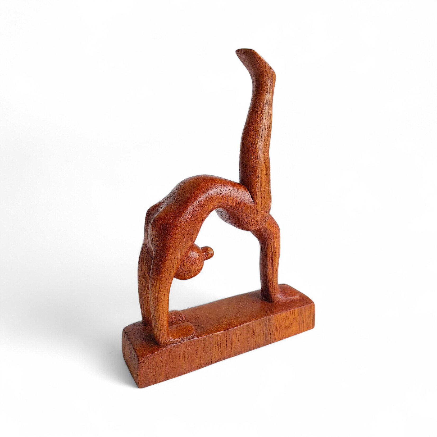 Hand Carved One Legged Wheel Yoga Pose Statuette