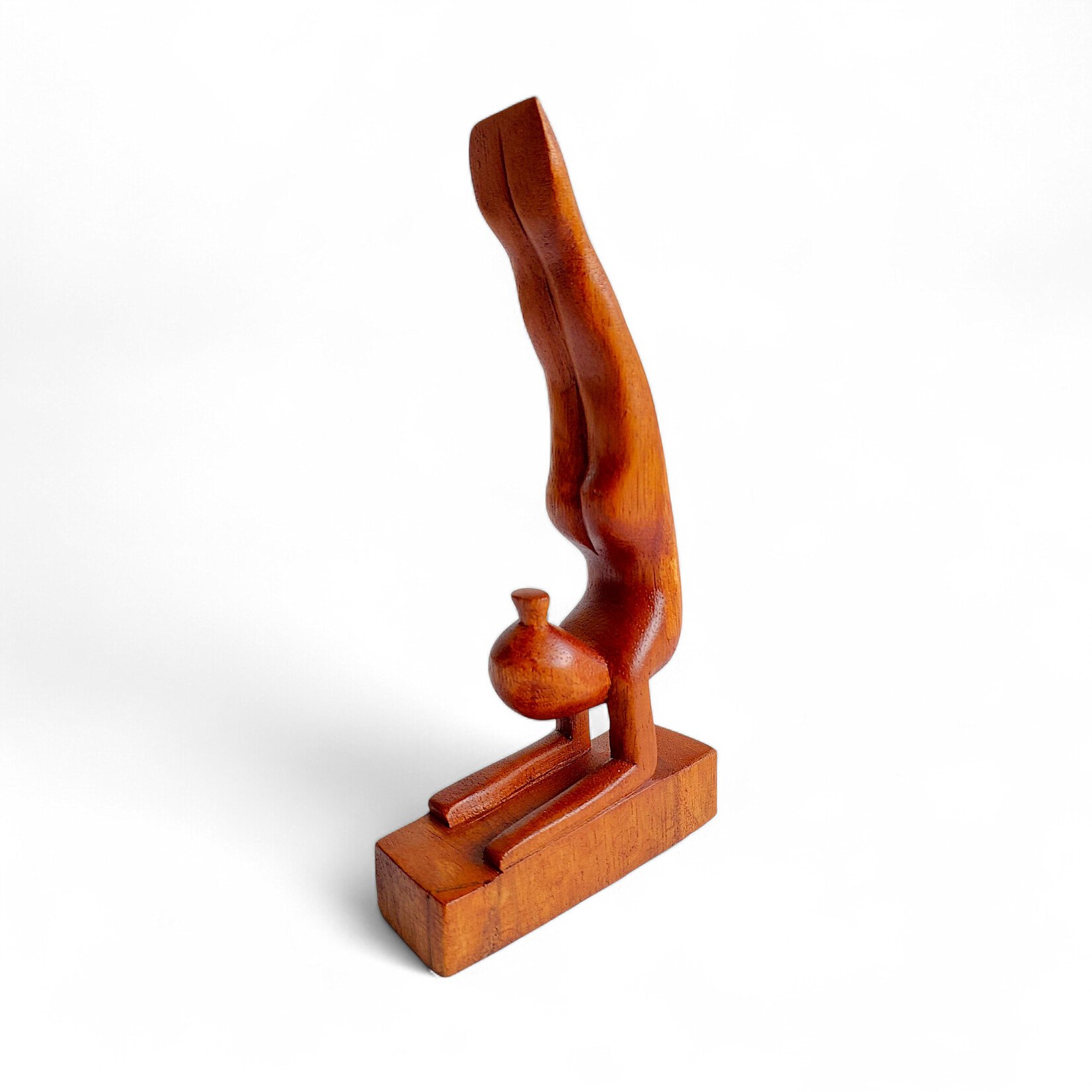 Hand Carved Feathered Peacock Yoga Pose Statuette