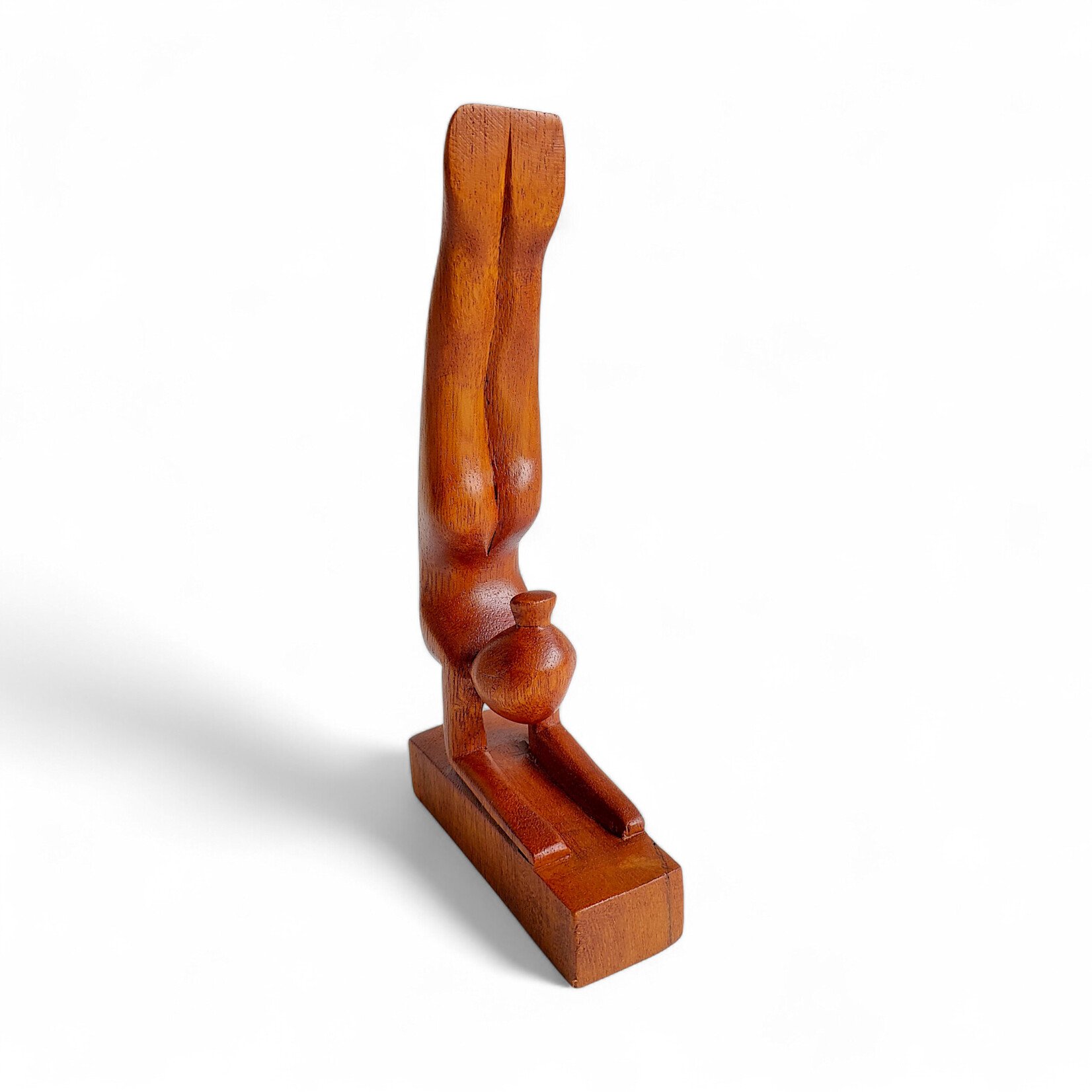 Hand Carved Feathered Peacock Yoga Pose Statuette