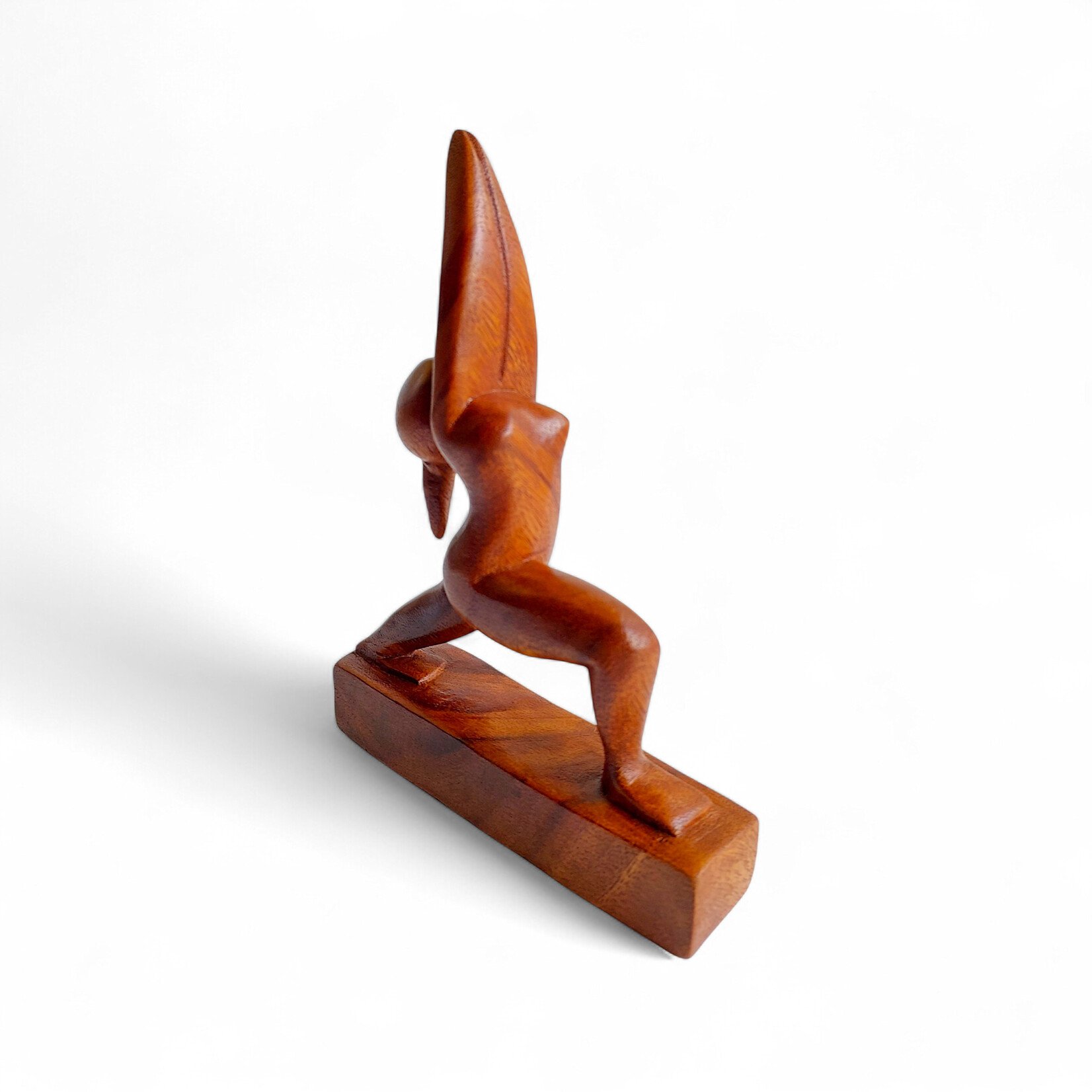 Hand Carved High Lunge Yoga Pose Statuette