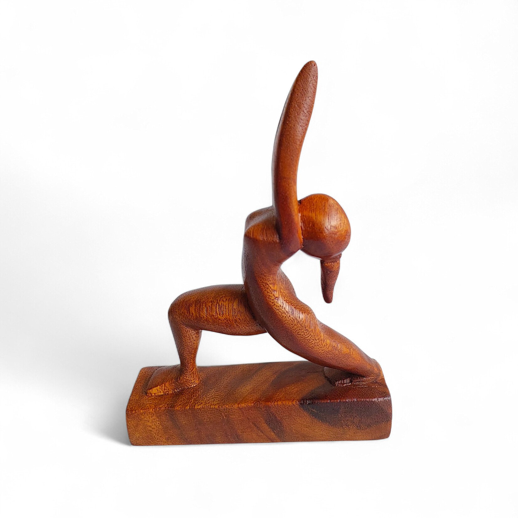 Hand Carved High Lunge Yoga Pose Statuette