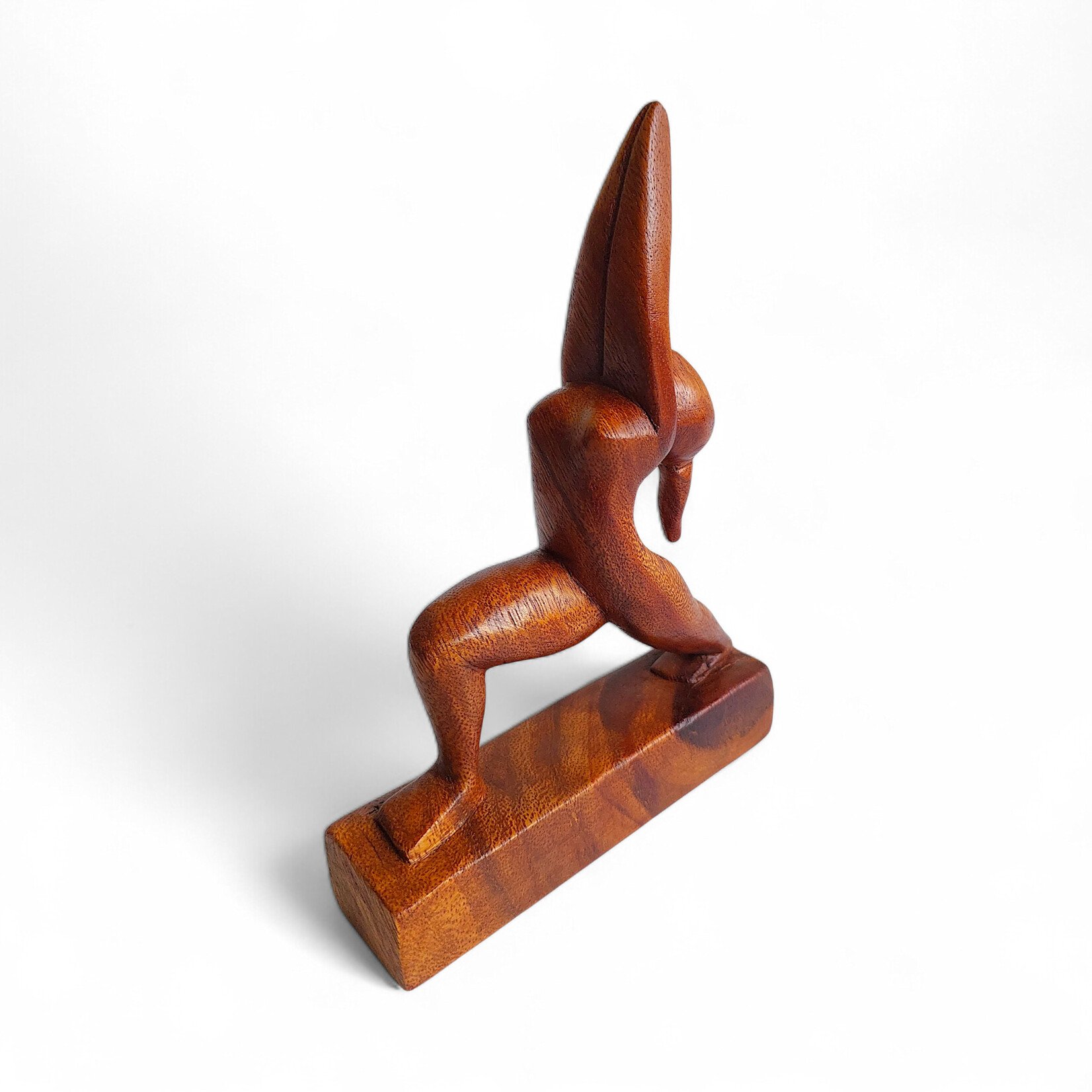 Hand Carved High Lunge Yoga Pose Statuette