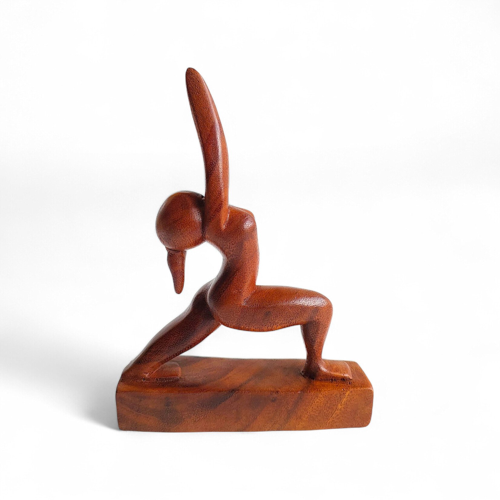 Hand Carved High Lunge Yoga Pose Statuette