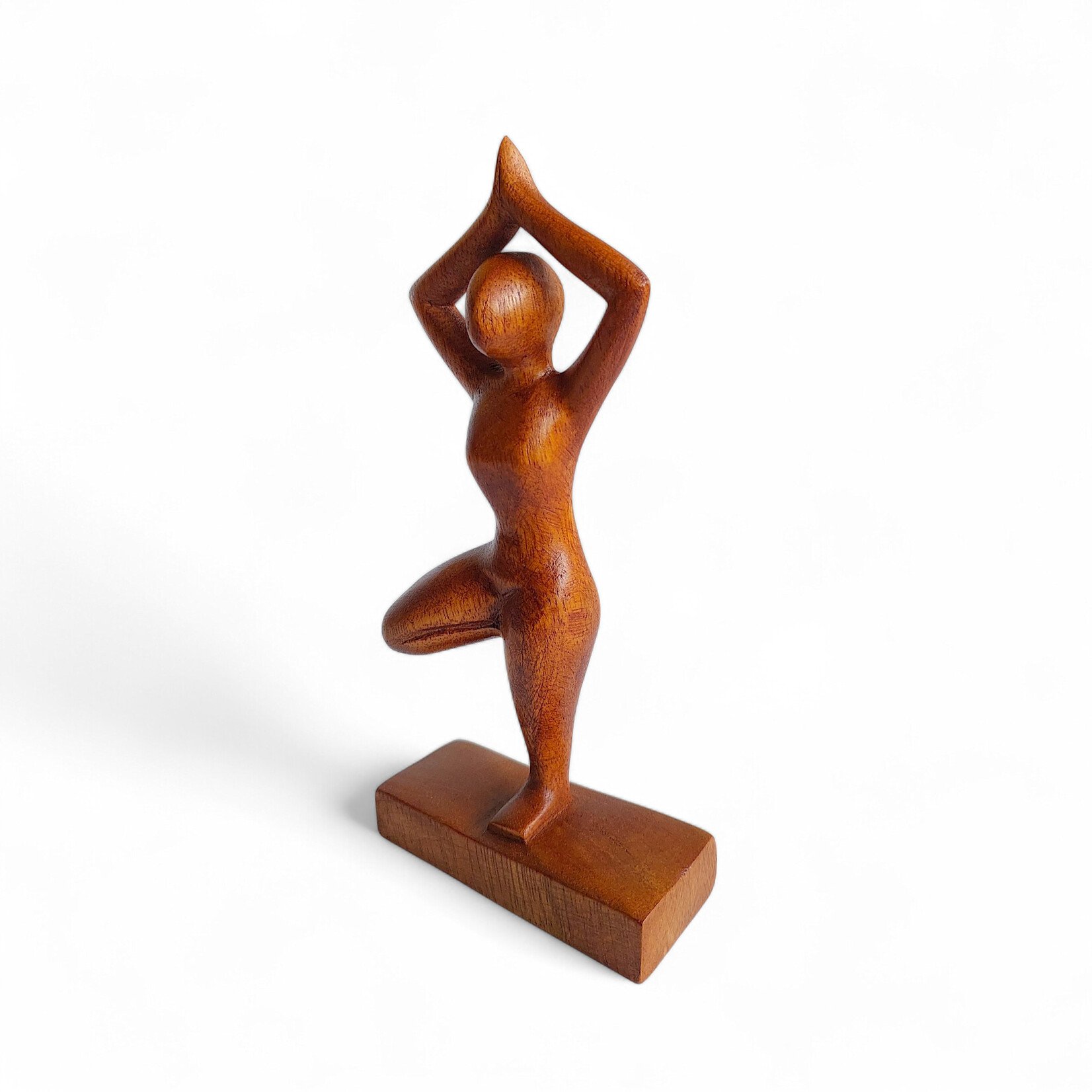 Hand Carved Tree Yoga Pose Statuette