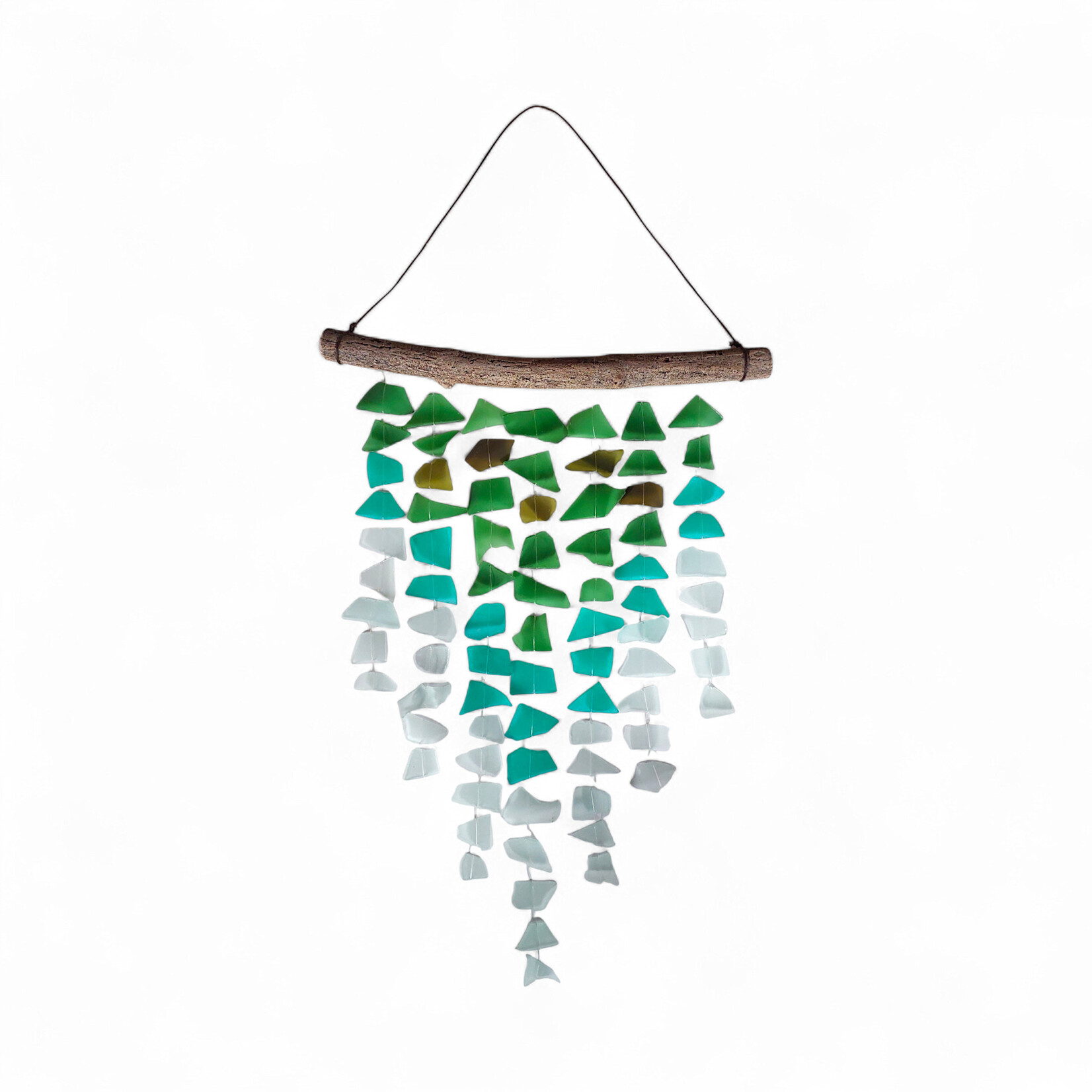 Hand Made 7 Line Beach Glass and Driftwood Sun Catcher Wind Chime