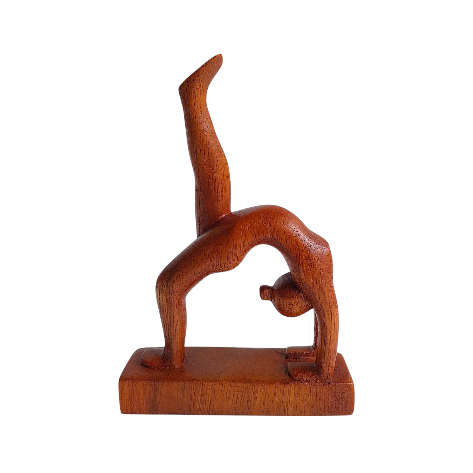 Hand Carved One Legged Wheel Yoga Pose Statuette