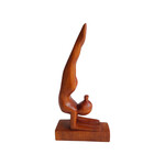 Hand Carved Feathered Peacock Yoga Pose Statuette