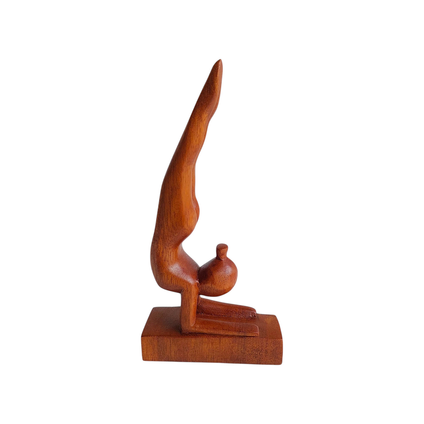 Hand Carved Feathered Peacock Yoga Pose Statuette
