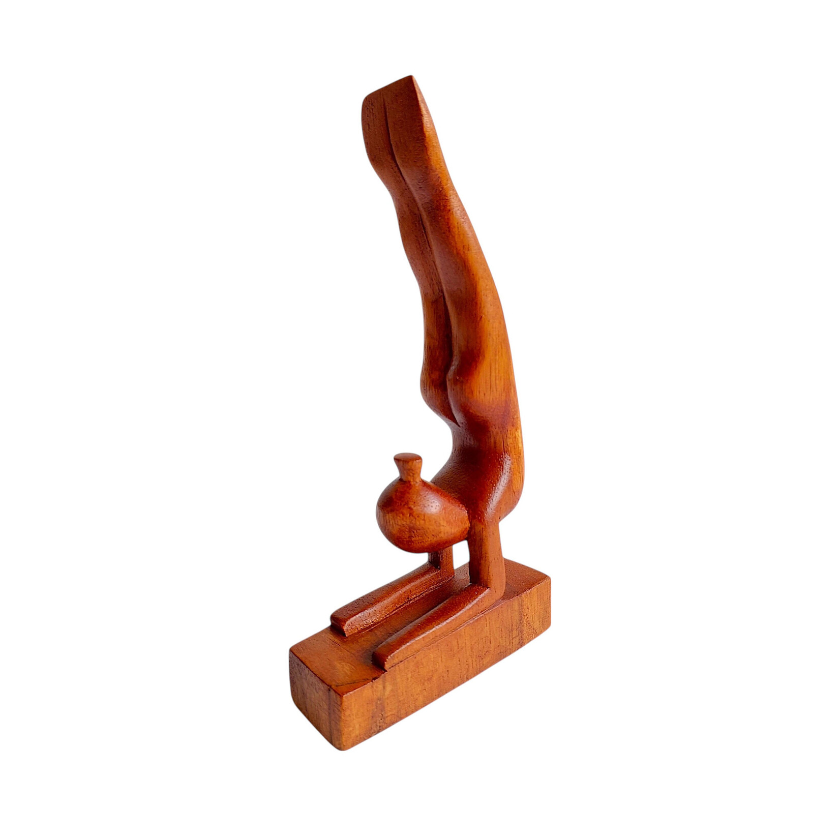 Hand Carved Feathered Peacock Yoga Pose Statuette