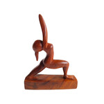 Hand Carved High Lunge Yoga Pose Statuette