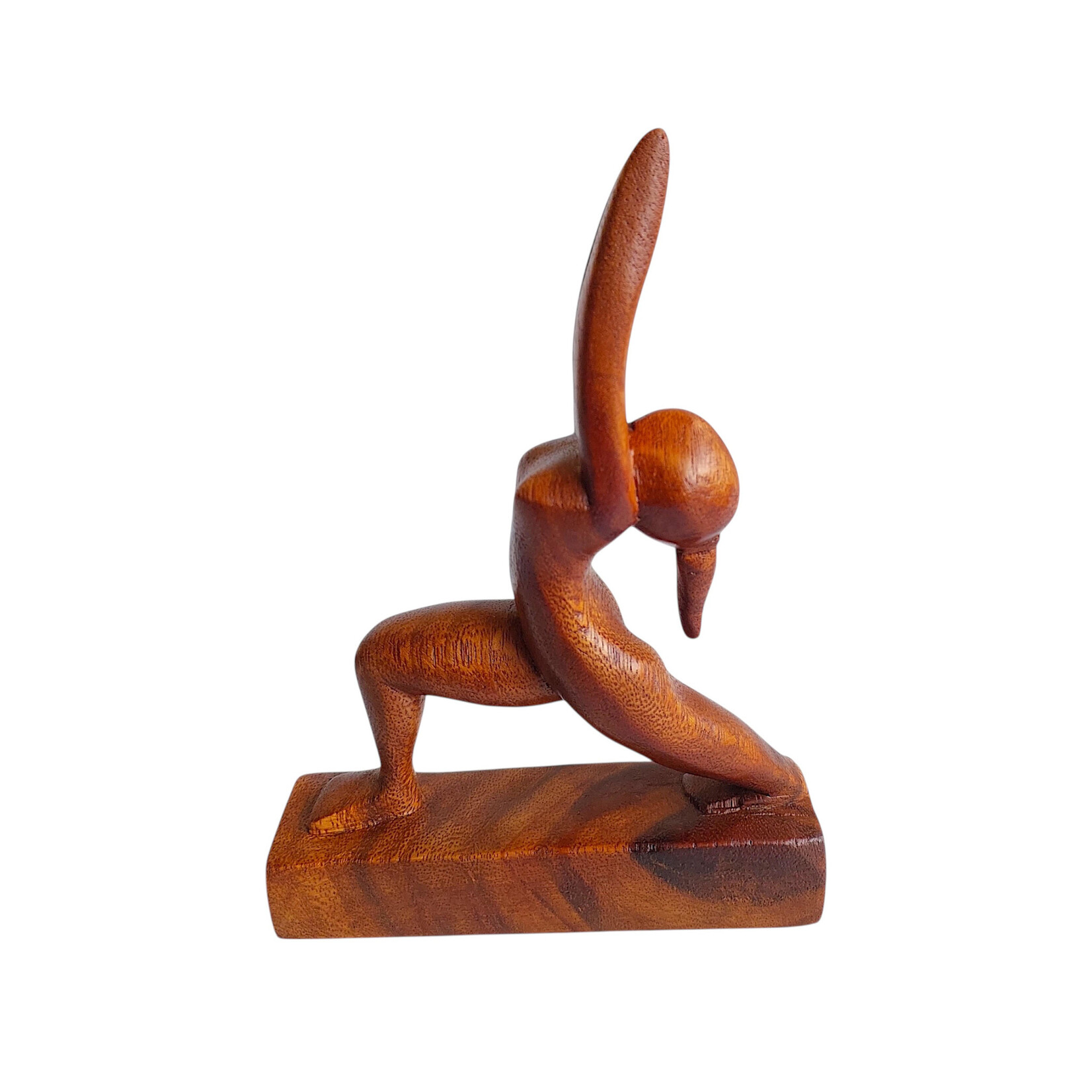 Hand Carved High Lunge Yoga Pose Statuette