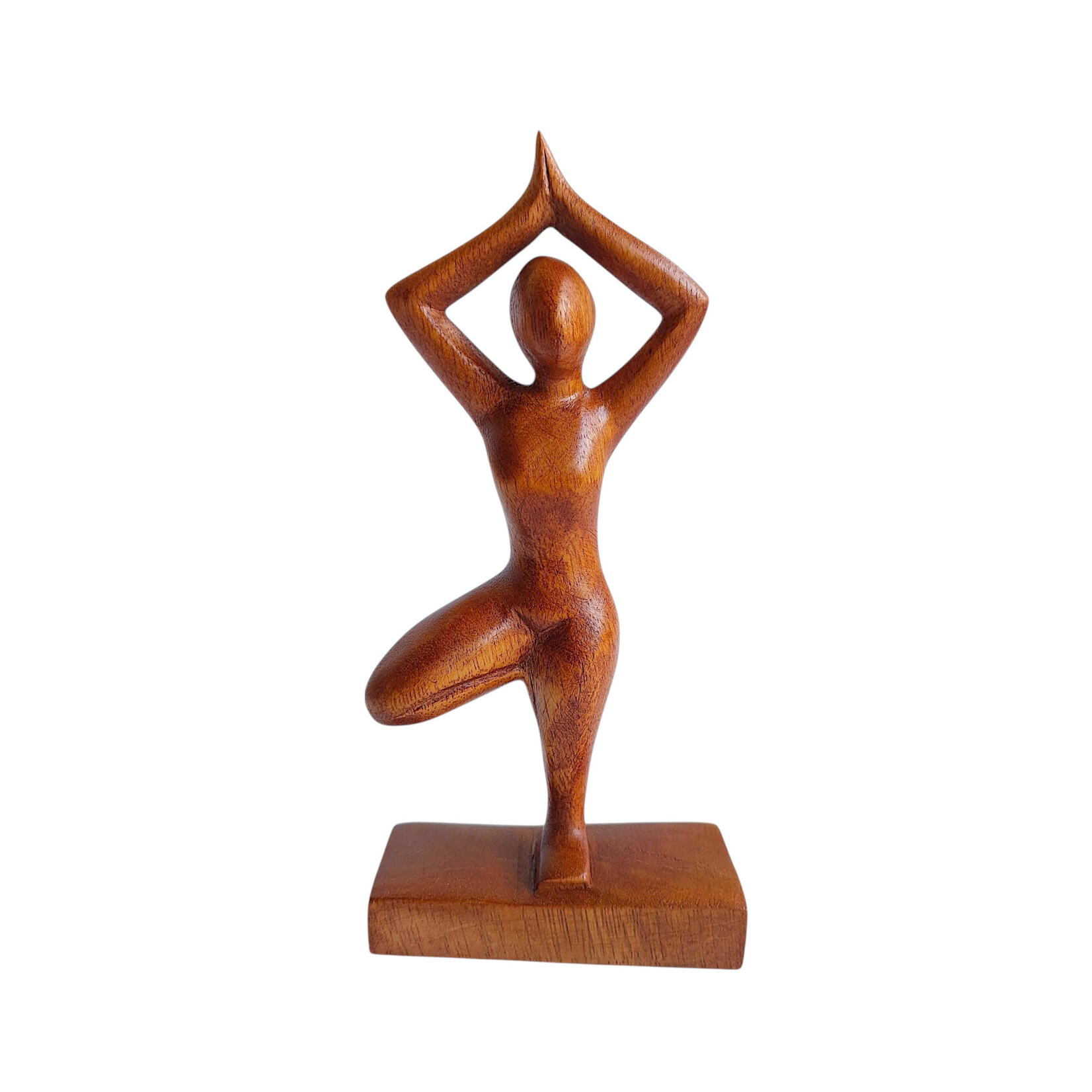 Hand Carved Tree Yoga Pose Statuette