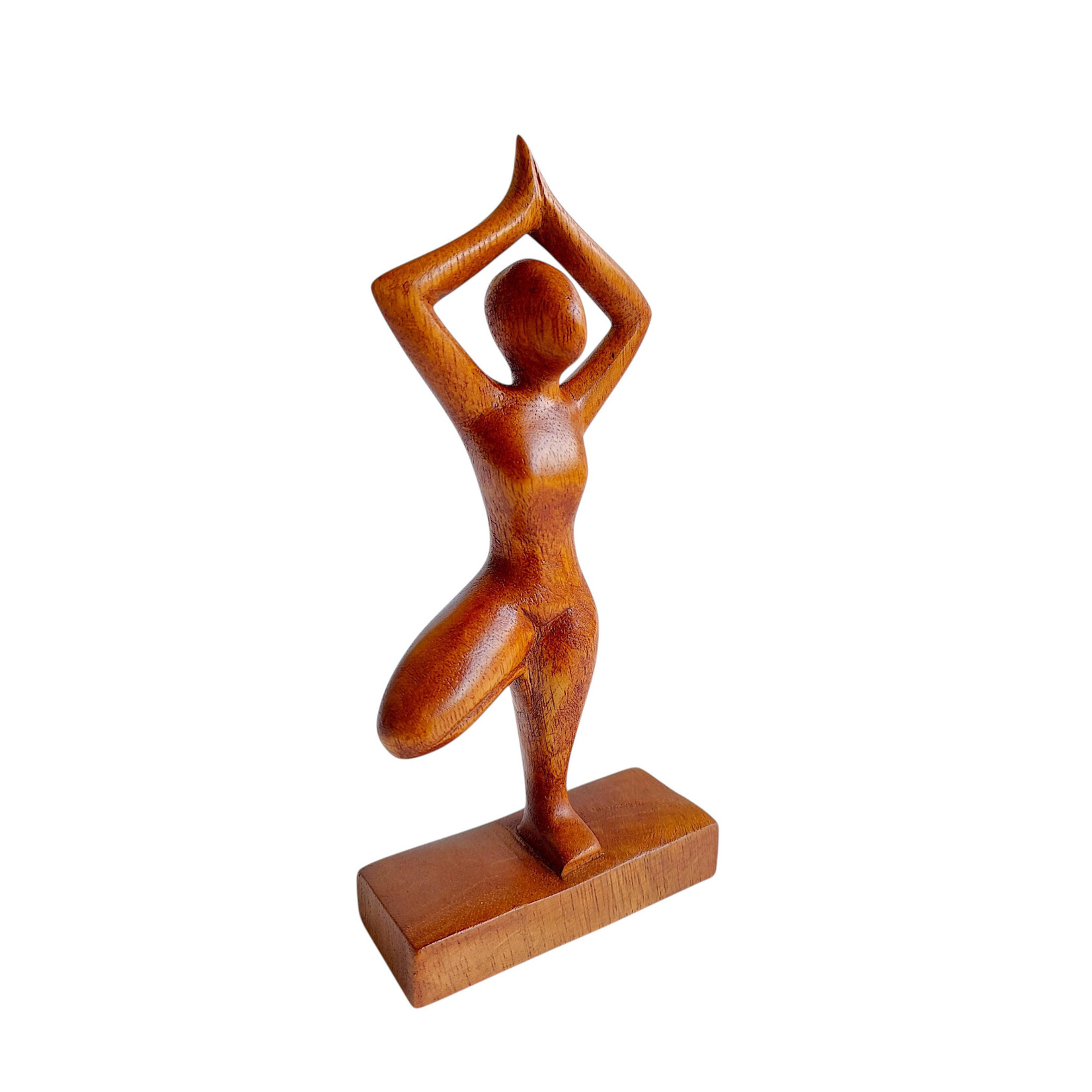 Hand Carved Tree Yoga Pose Statuette