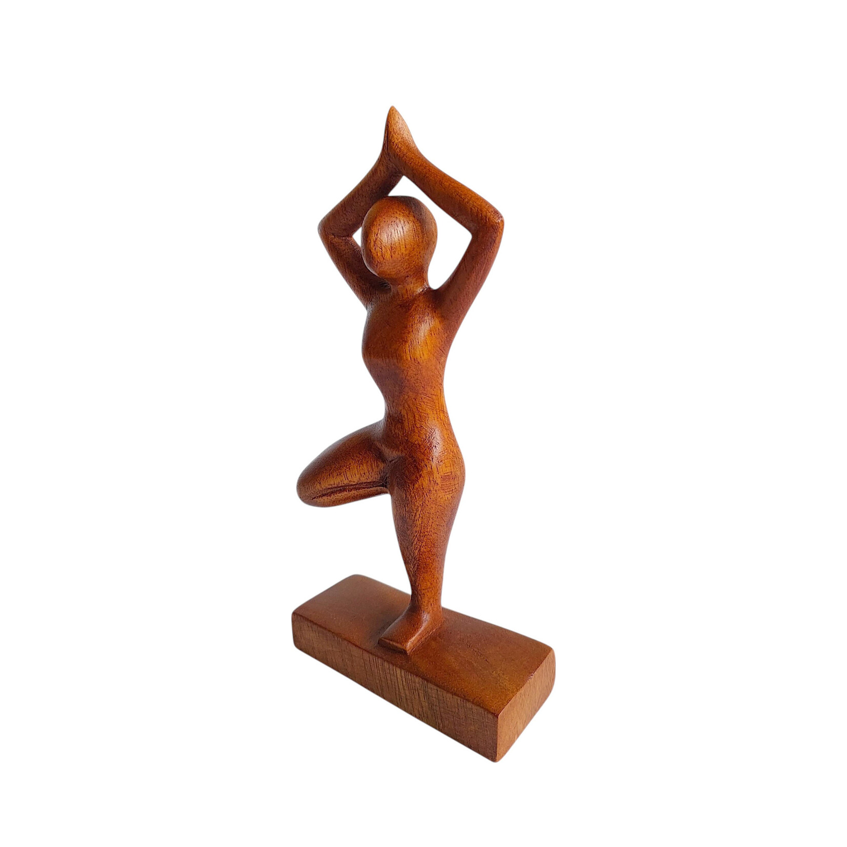 Hand Carved Tree Yoga Pose Statuette