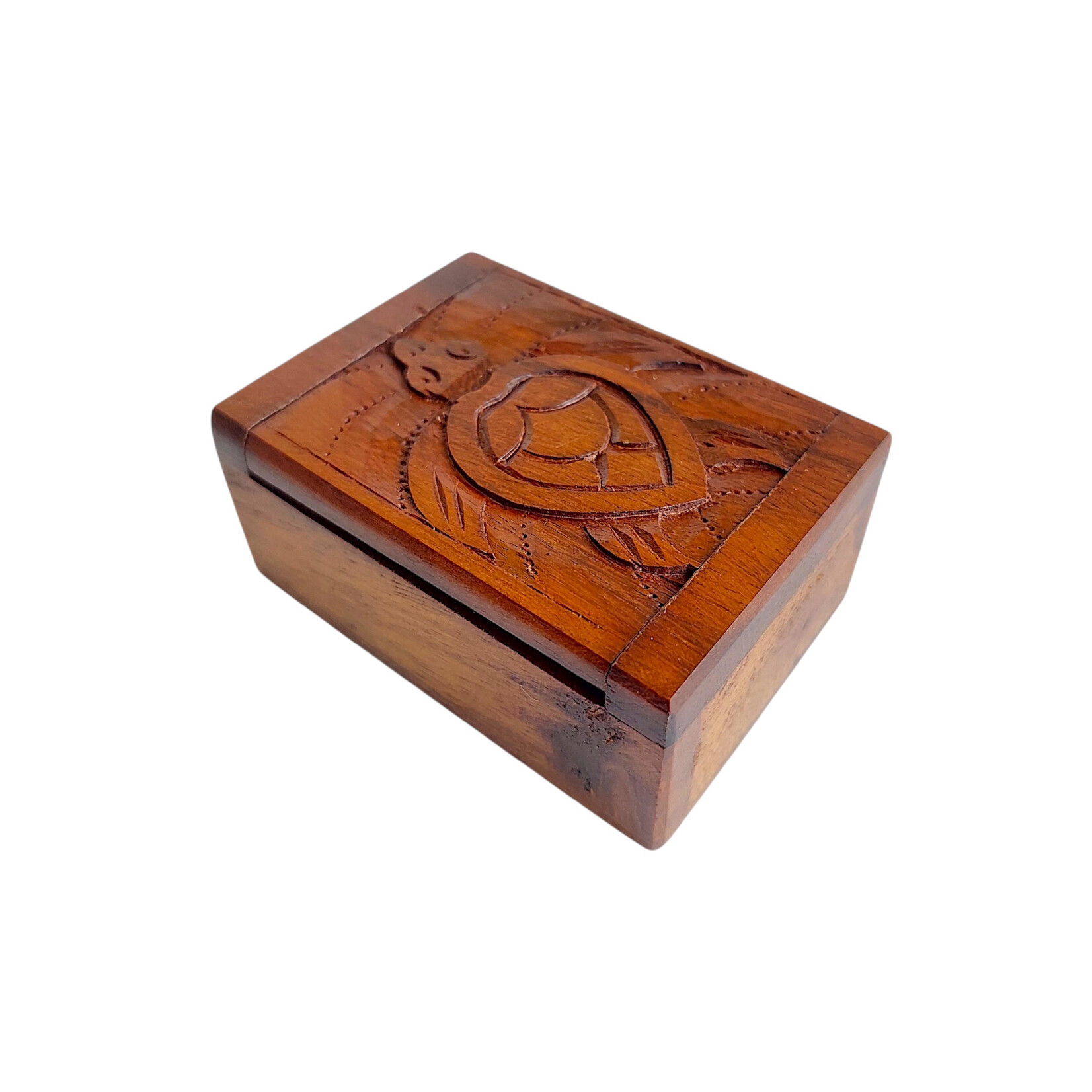 Hand Carved Turtle Box Small