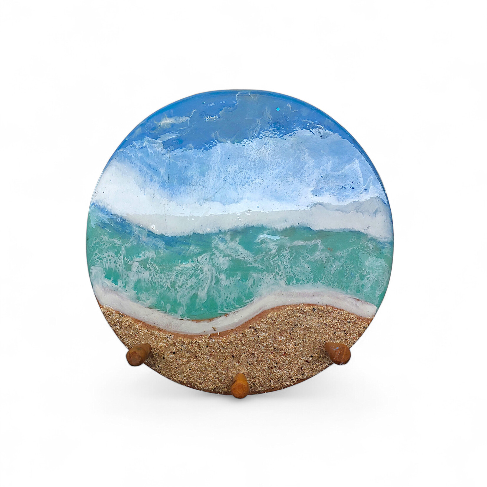 Hand Made Resin Ocean Teak 3 Peg Wall Hanging