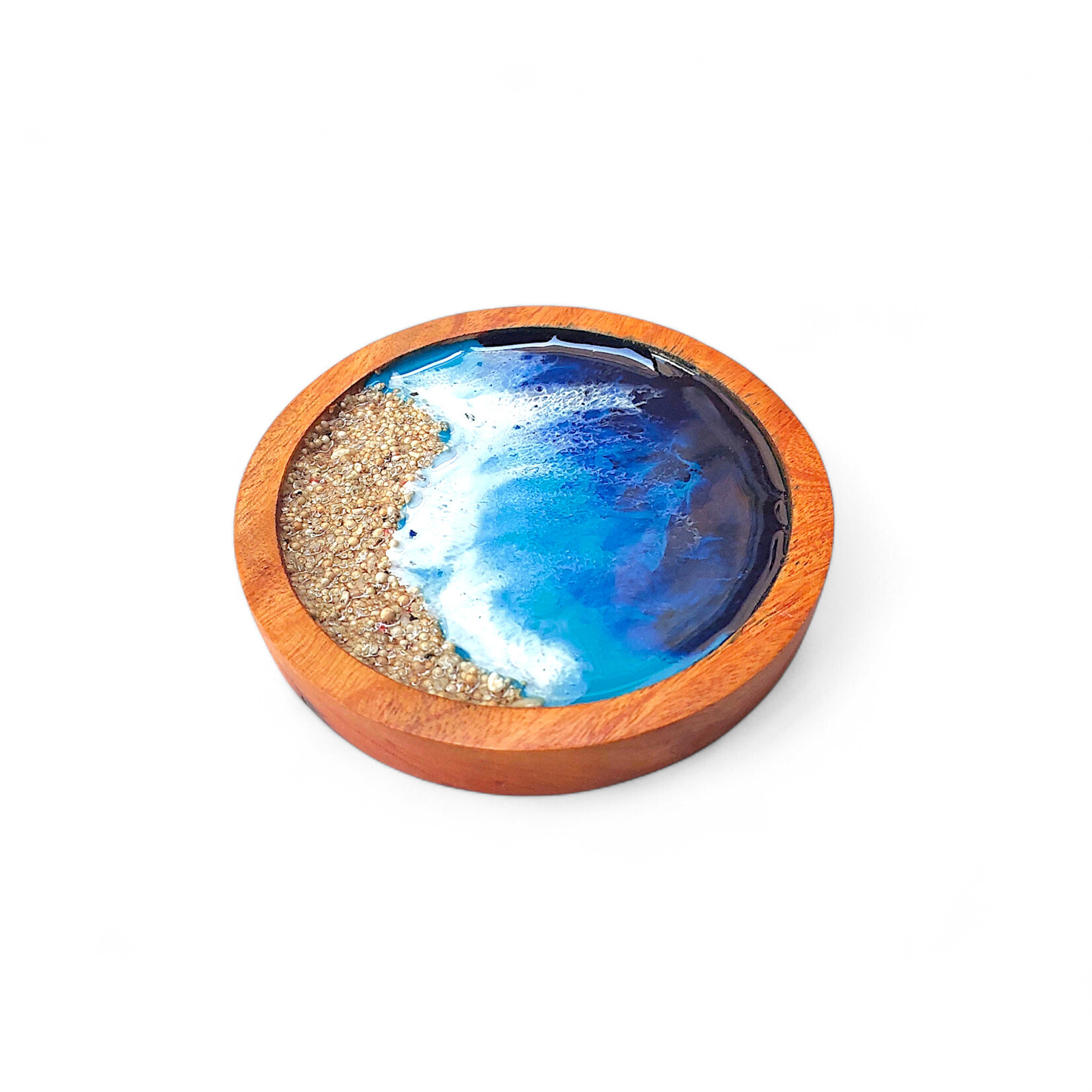 Hand Made Resin Ocean Coaster Blue