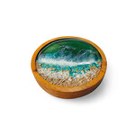 Hand Made Resin Ocean Coaster Green