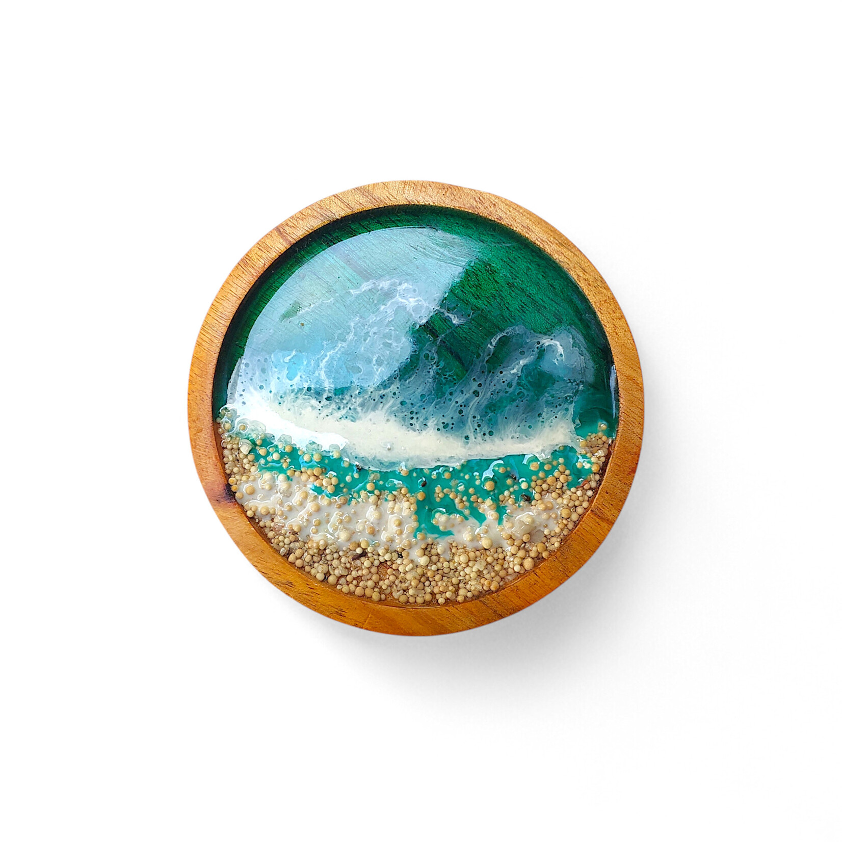 Hand Made Resin Ocean Coaster Green