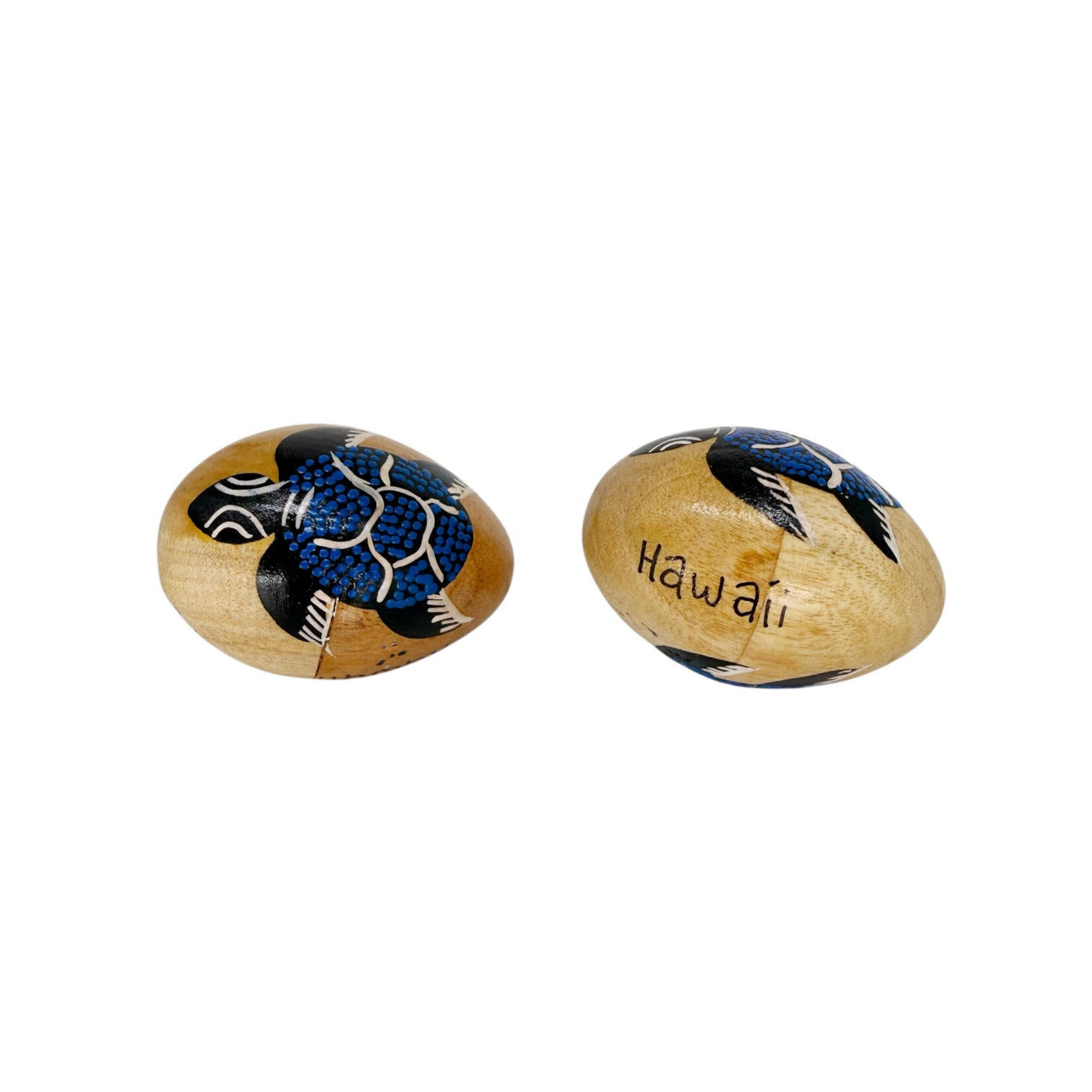 Hand Painted Shaker Egg Turtle Hawaii Blue, Pack of 2