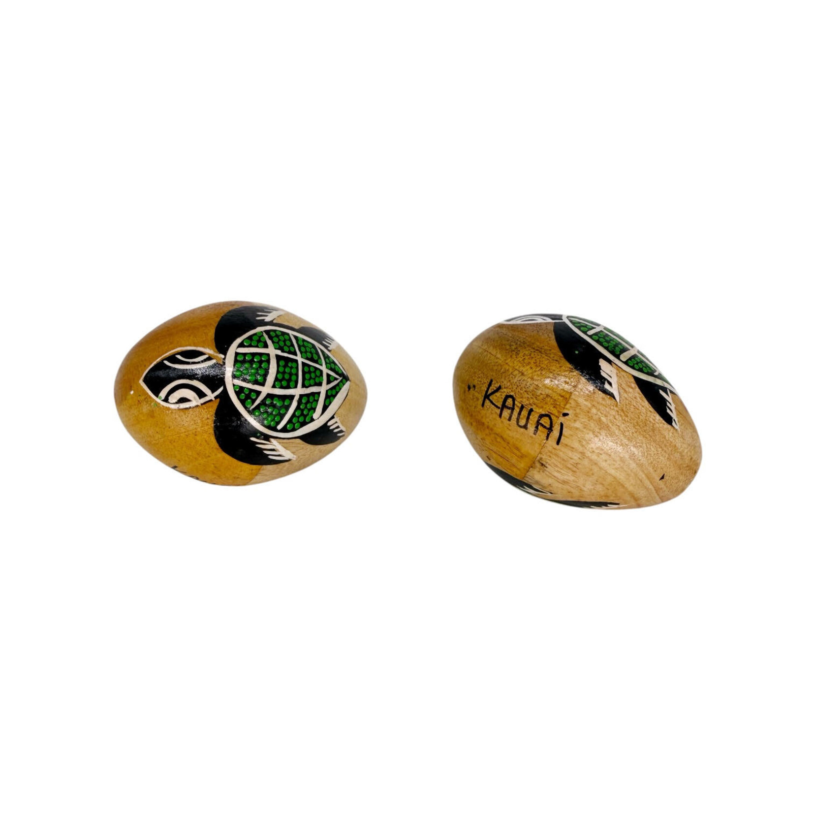 Hand Painted Shaker Egg Turtle Kauai Green, Pack of 2