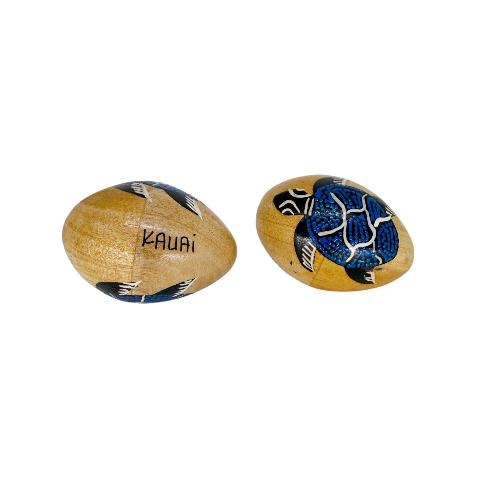 Hand Painted Shaker Egg Turtle Kauai Blue, Pack of 2