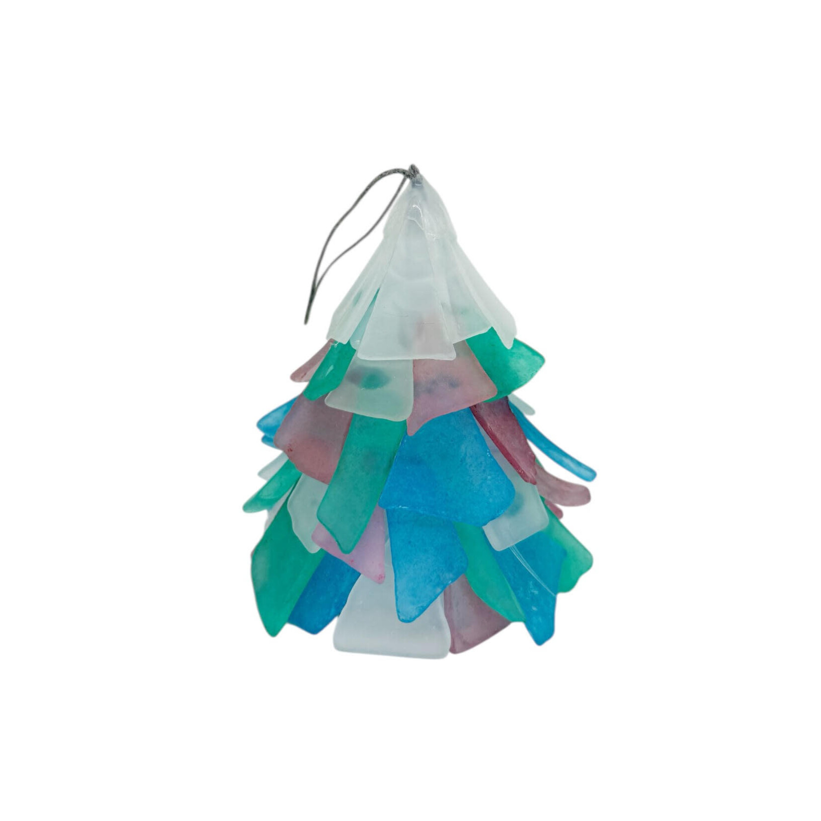 Hand Made Beach Glass Sea Glass Christmas Tree Small Pink