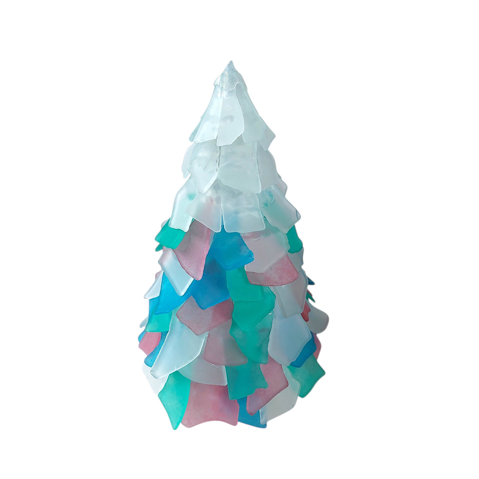 Hand Made Beach Glass Sea Glass Christmas Tree Large Pink