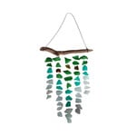 Hand Made 5 Line Beach Glass and Driftwood Sun Catcher Wind Chime Large Green
