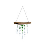 Hand Made 5 Line Beach Glass and Driftwood Sun Catcher Wind Chime Small Green