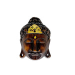 Hand Carved Buddha Mask Gold Accents