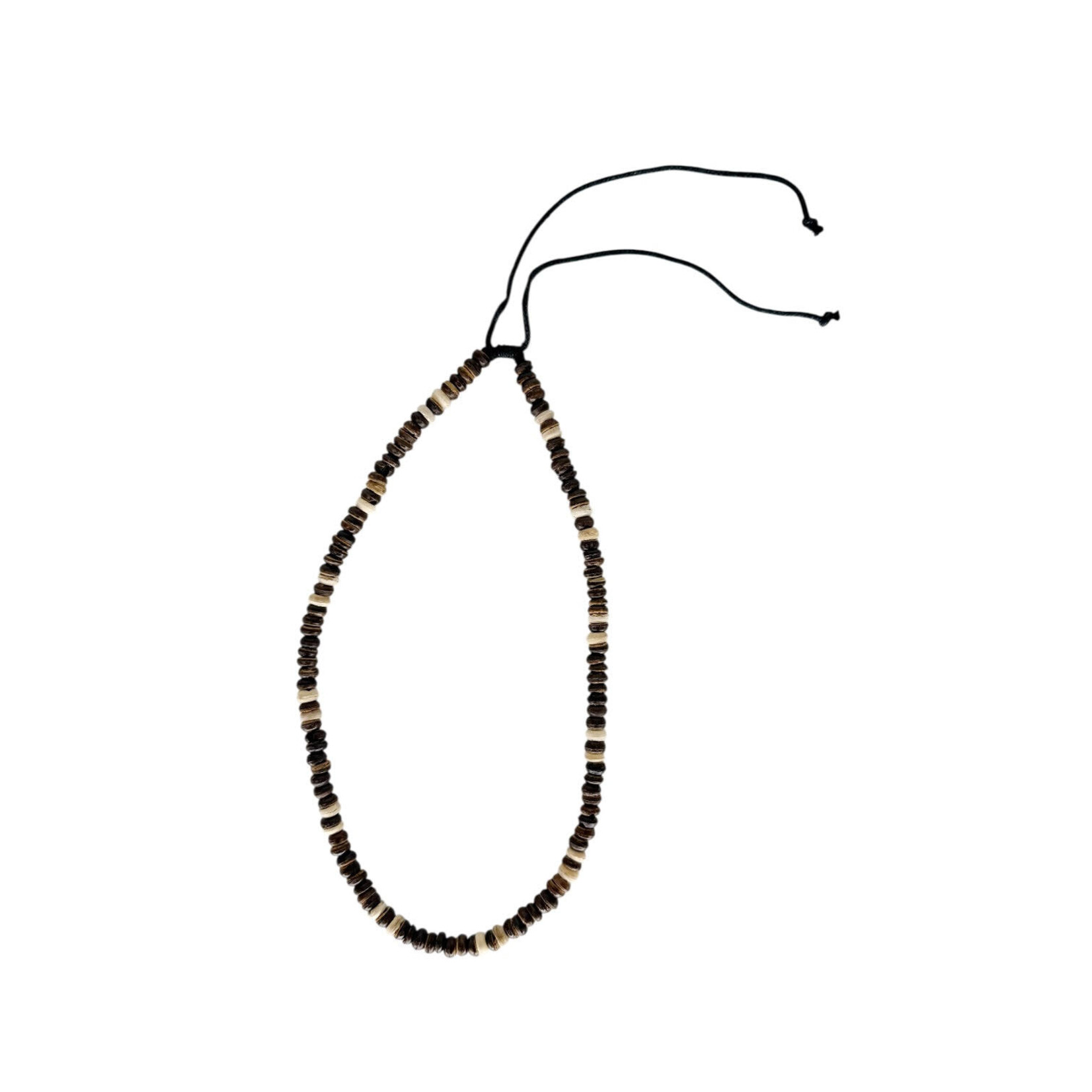 Coconut Wood Disc Necklace Adjustable Cord Dark