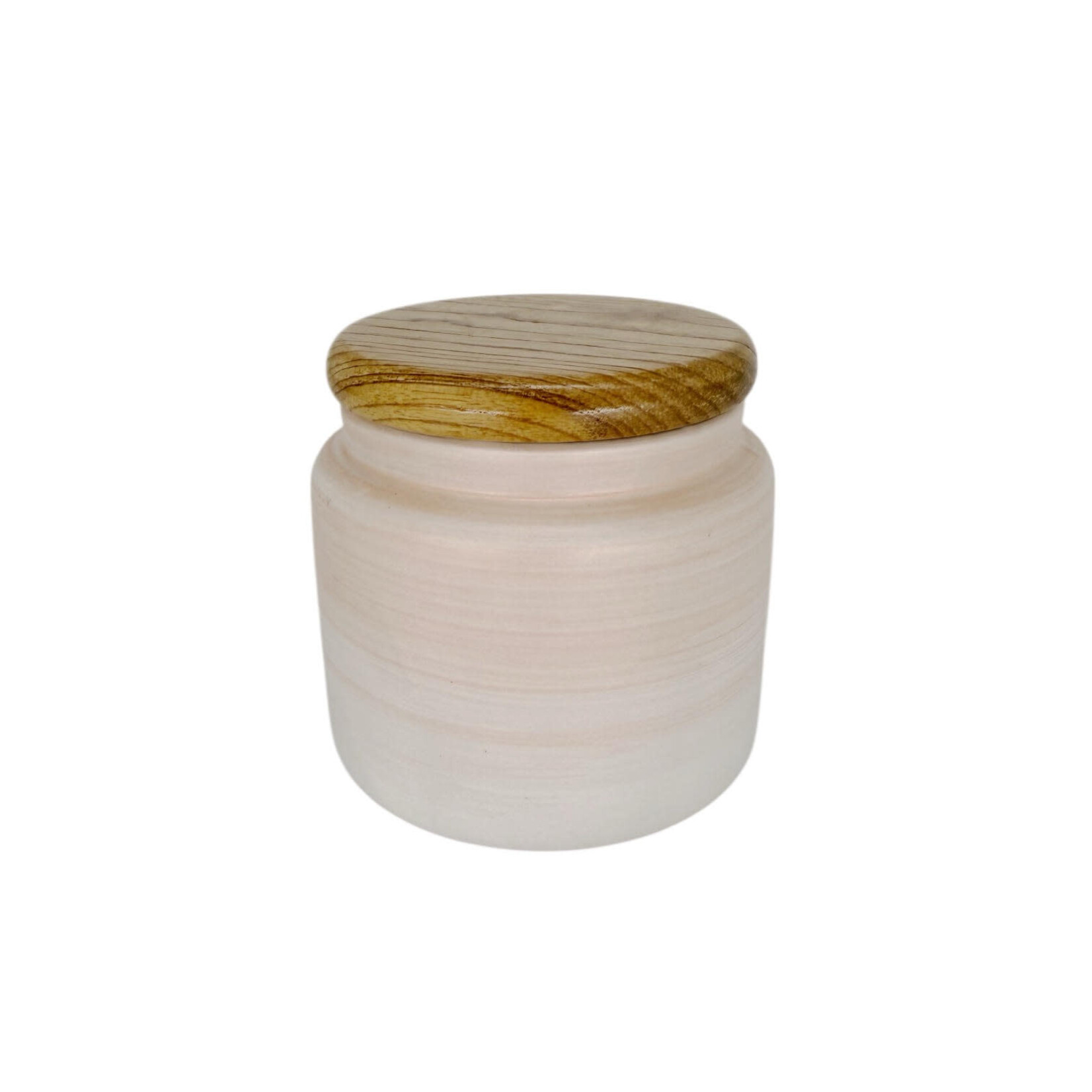 Hand Made Ceramic Sugar Pot With Lid Soft Pink Sunrise