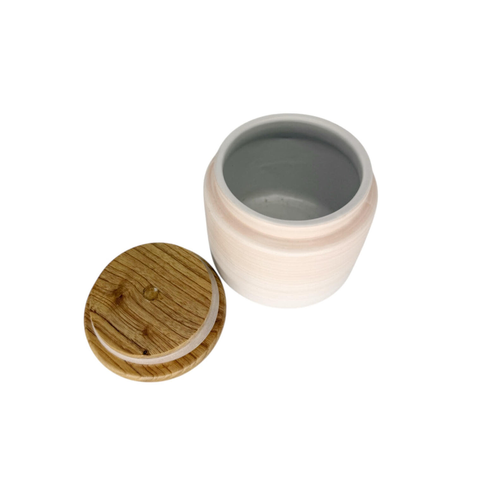 Hand Made Ceramic Sugar Pot With Lid Soft Pink Sunrise