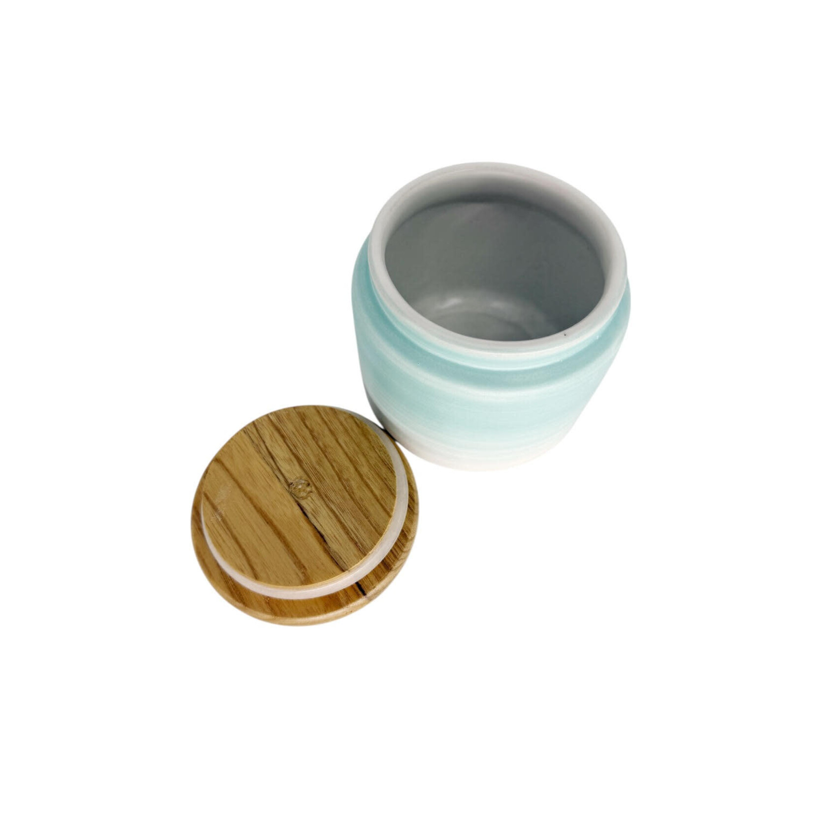 Hand Made Ceramic Sugar Pot With Lid Aqua