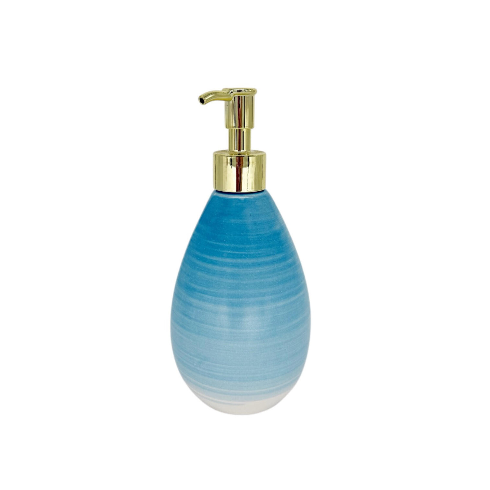 Hand Made and Painted Ceramic Soap Dispenser Blue