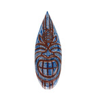 Hand Carved and Painted Tiki Turtle Surfboard Blue