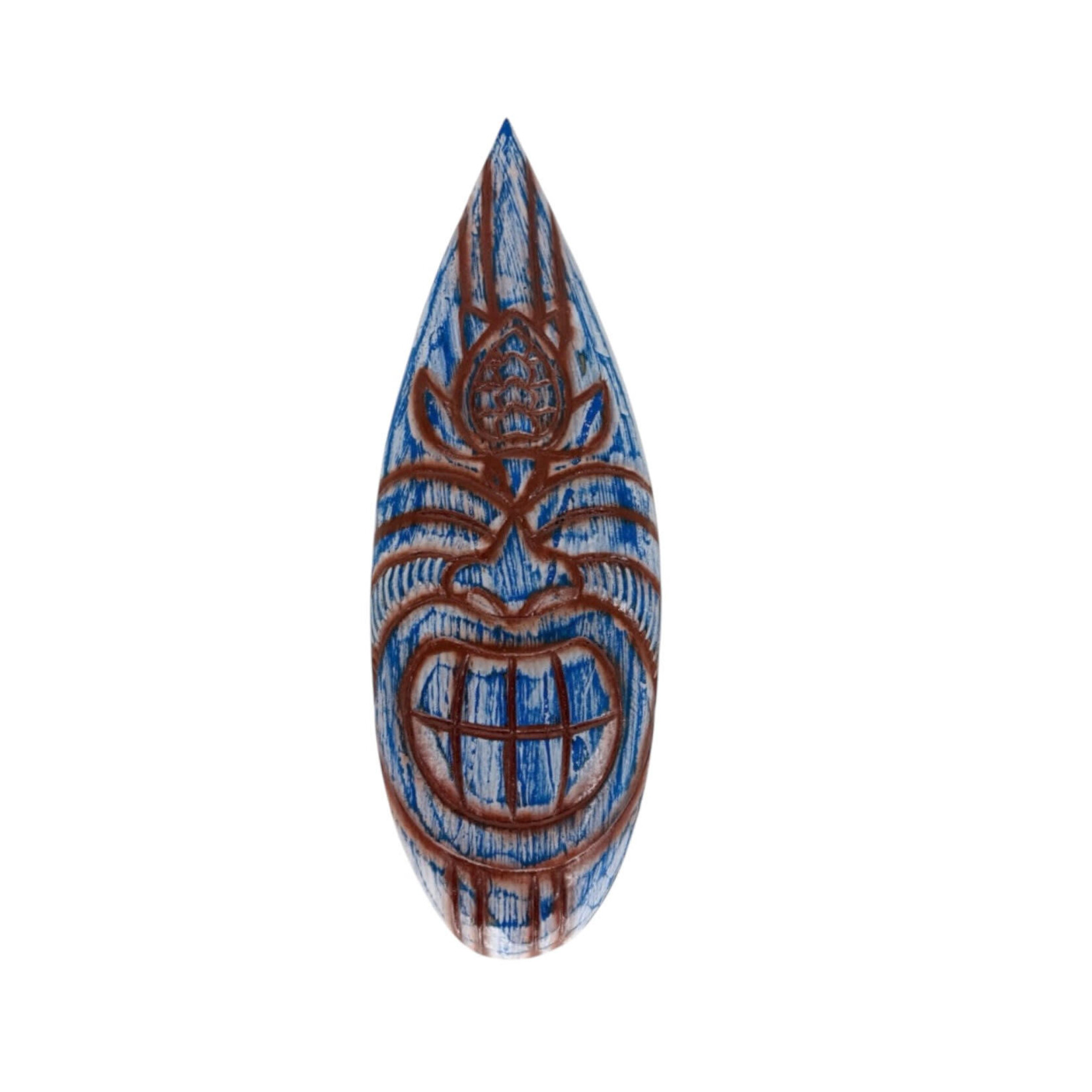 Hand Carved and Painted Tiki Turtle Surfboard Blue
