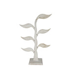 Hand Made Earring Display Tree and Leaf Motif White Wash