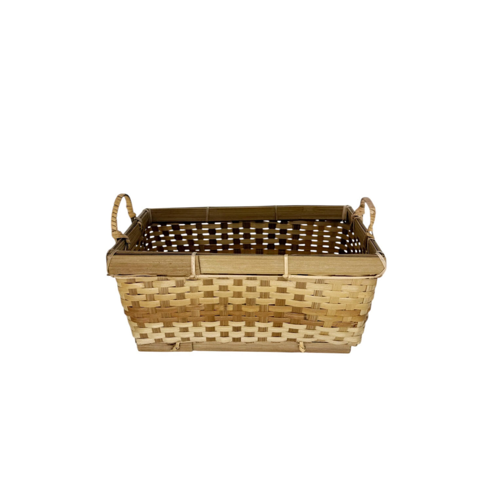 Hand Woven Bamboo Rectangle Basket Small