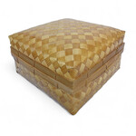 Hand Woven Bamboo Square Basket With Lid Large