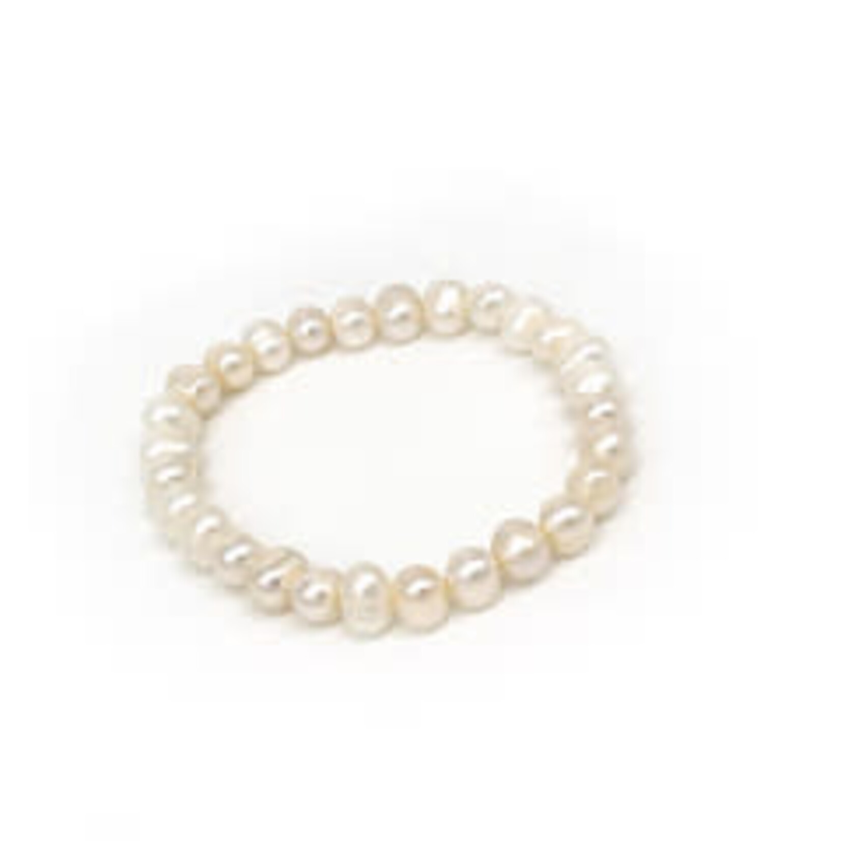 7mm White Freshwater Pearl Stretch Bracelet