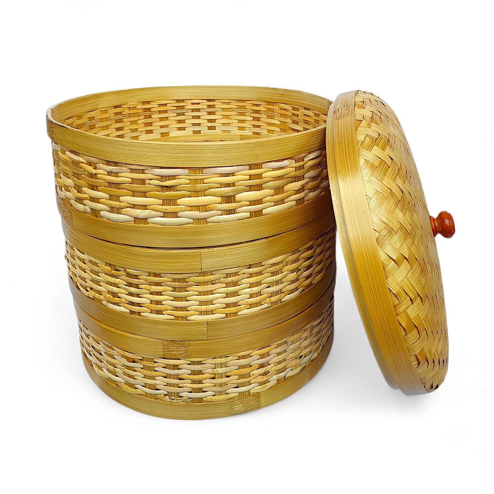 Hand Woven Bamboo Steamer Basket 3 Tier
