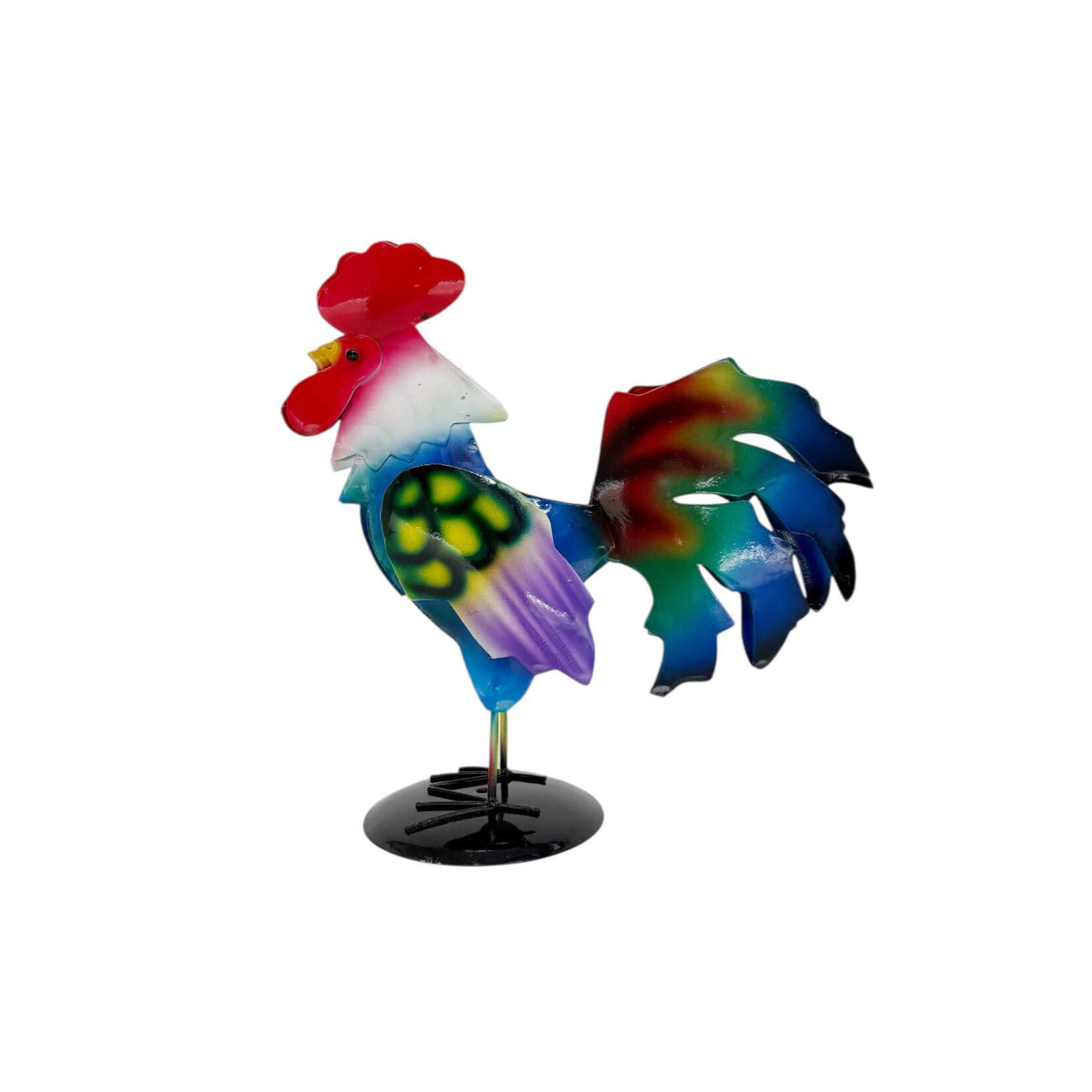 Hand Made Painted Iron Rooster Small